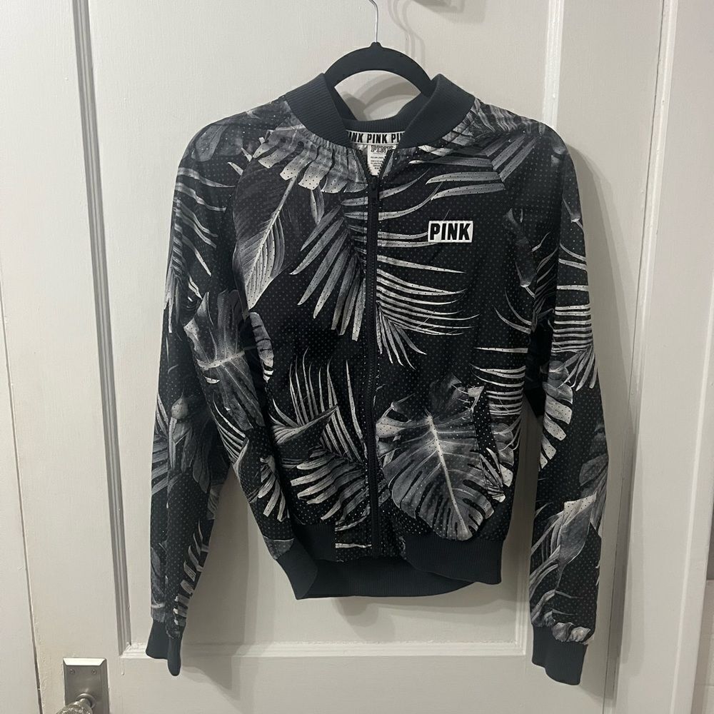PINK Black and White palm Print Jacket